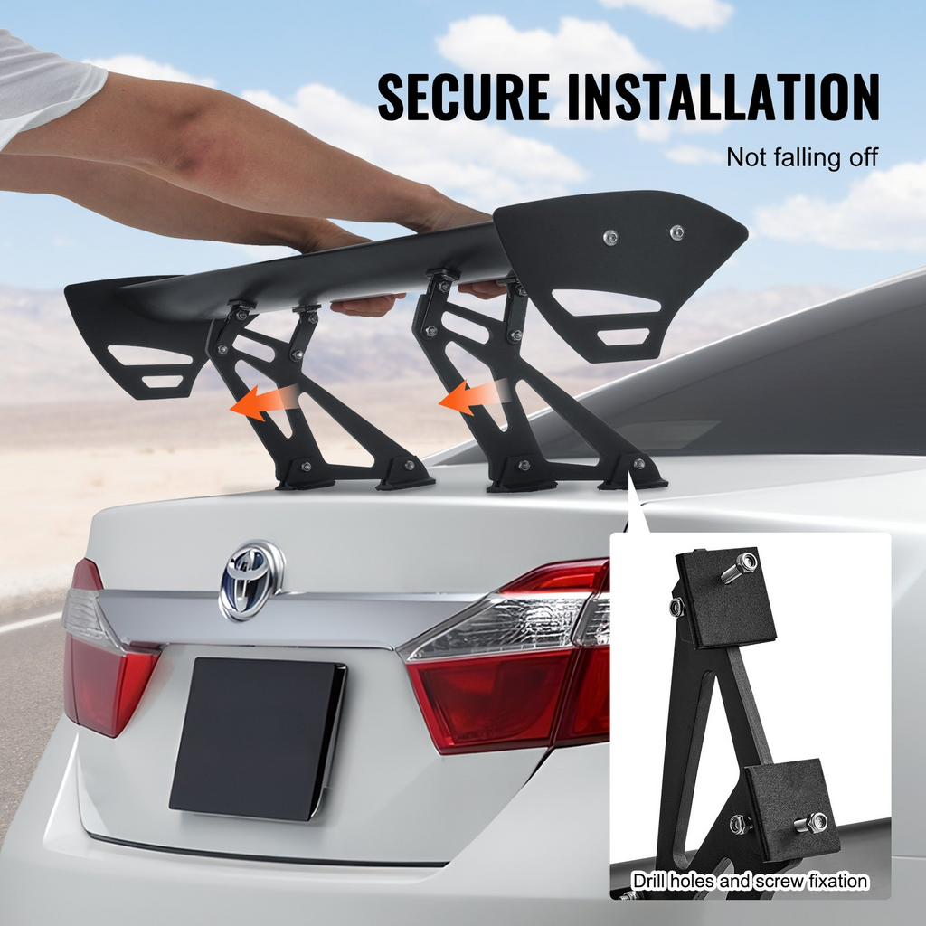Alerón trasero para coche VEVOR GT Wing alerón universal de 43,3 pulgadas con una sola cubierta aluminio ligero ajustable