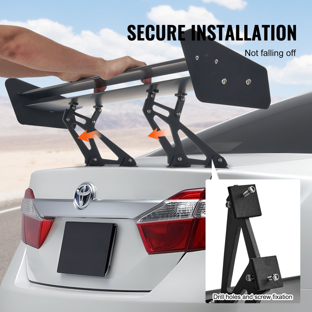 Alerón trasero para coche VEVOR GT Wing de 53,1 pulgadas con doble cubierta aluminio ligero ajustable