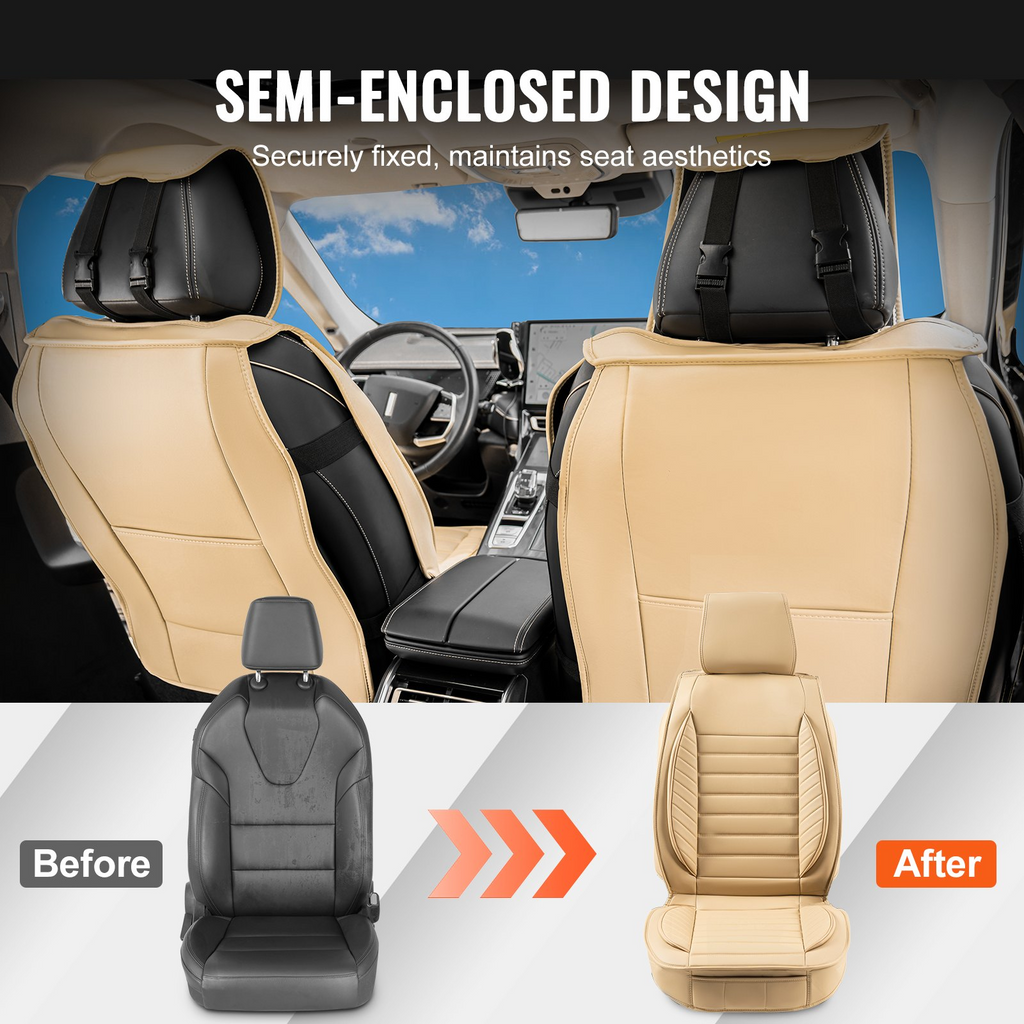 Fundas de asiento VEVOR universales para asientos delanteros de coche 2 piezas de piel sintética