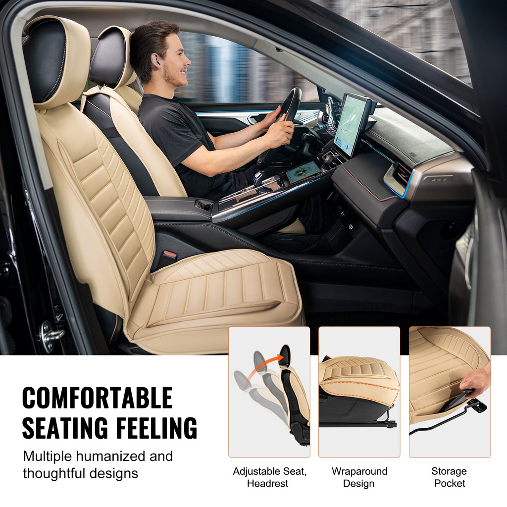 Fundas de asiento VEVOR universales para asientos delanteros de coche 2 piezas de piel sintética