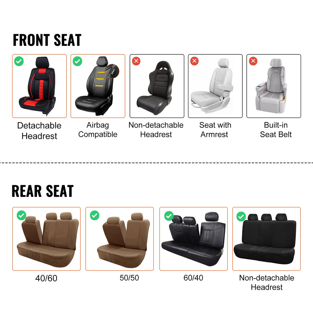 Fundas de asiento VEVOR universales para asientos de coche asiento delantero y trasero 13 piezas