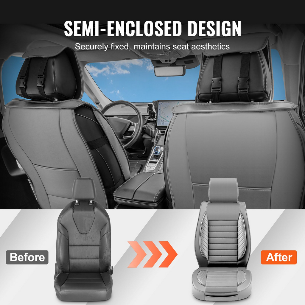 Fundas de asiento VEVOR para asientos delanteros de coche 2 piezas de piel sintética