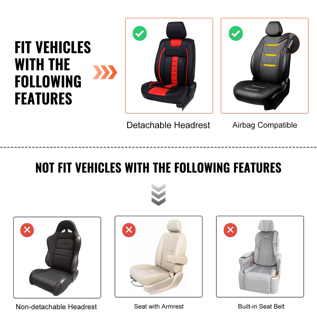 Fundas de asiento VEVOR para asientos delanteros de coche 2 piezas de piel sintética