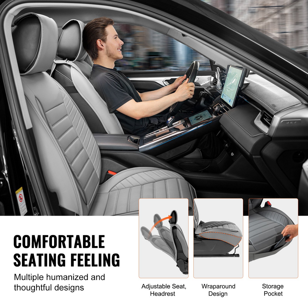 Fundas de asiento VEVOR para asientos delanteros de coche 2 piezas de piel sintética