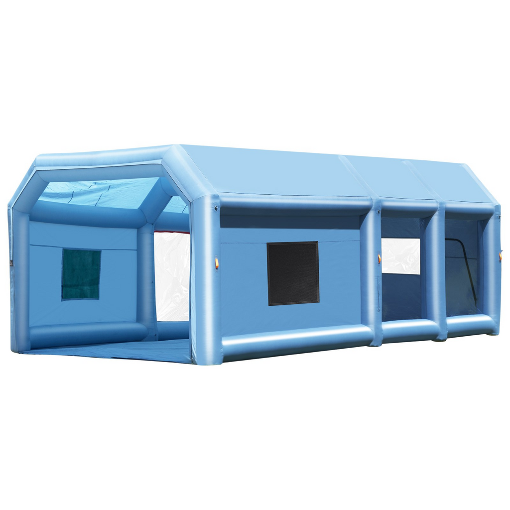 Cabina de pintura inflable VEVOR de 23 x 13,1 x 9 pies con sopladores de 750 W y 480 W y filtro de aire para motocicletas camionetas y SUV medianos