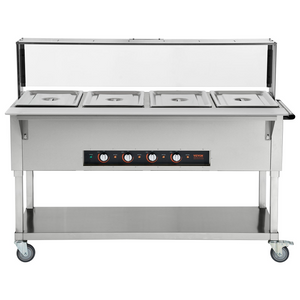Calentador de alimentos comercial de 4 sartenes mesa de vapor eléctrica de 4 x 20,6 qt de 2000 W