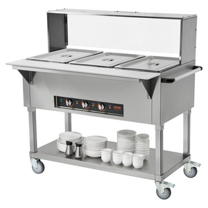 VEVOR Calentador de alimentos comercial de 3 sartenes de 3 x 20,6 qt 1500 W con protector contra estornudos de acrílico