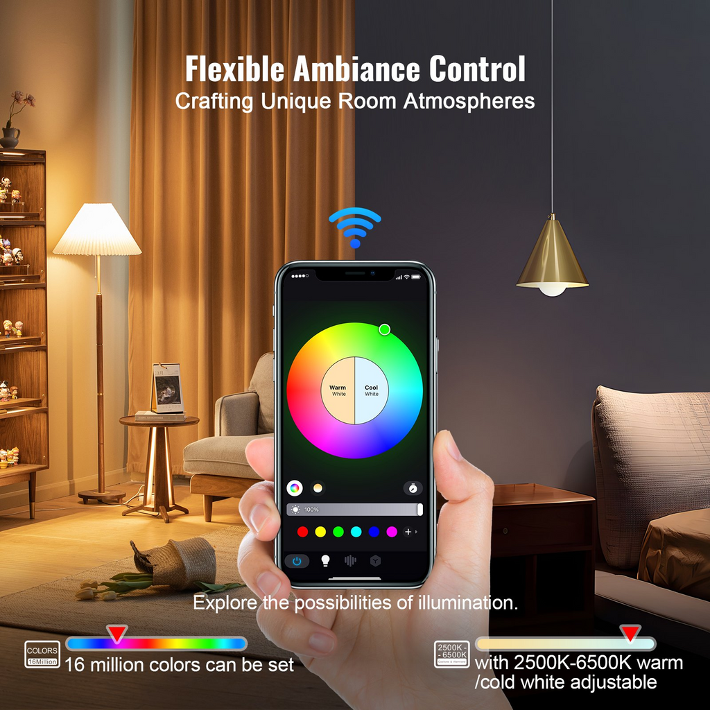 Bombillas inteligentes VEVOR paquete de 4 bombillas LED multicolor de 9 W 800 lúmenes