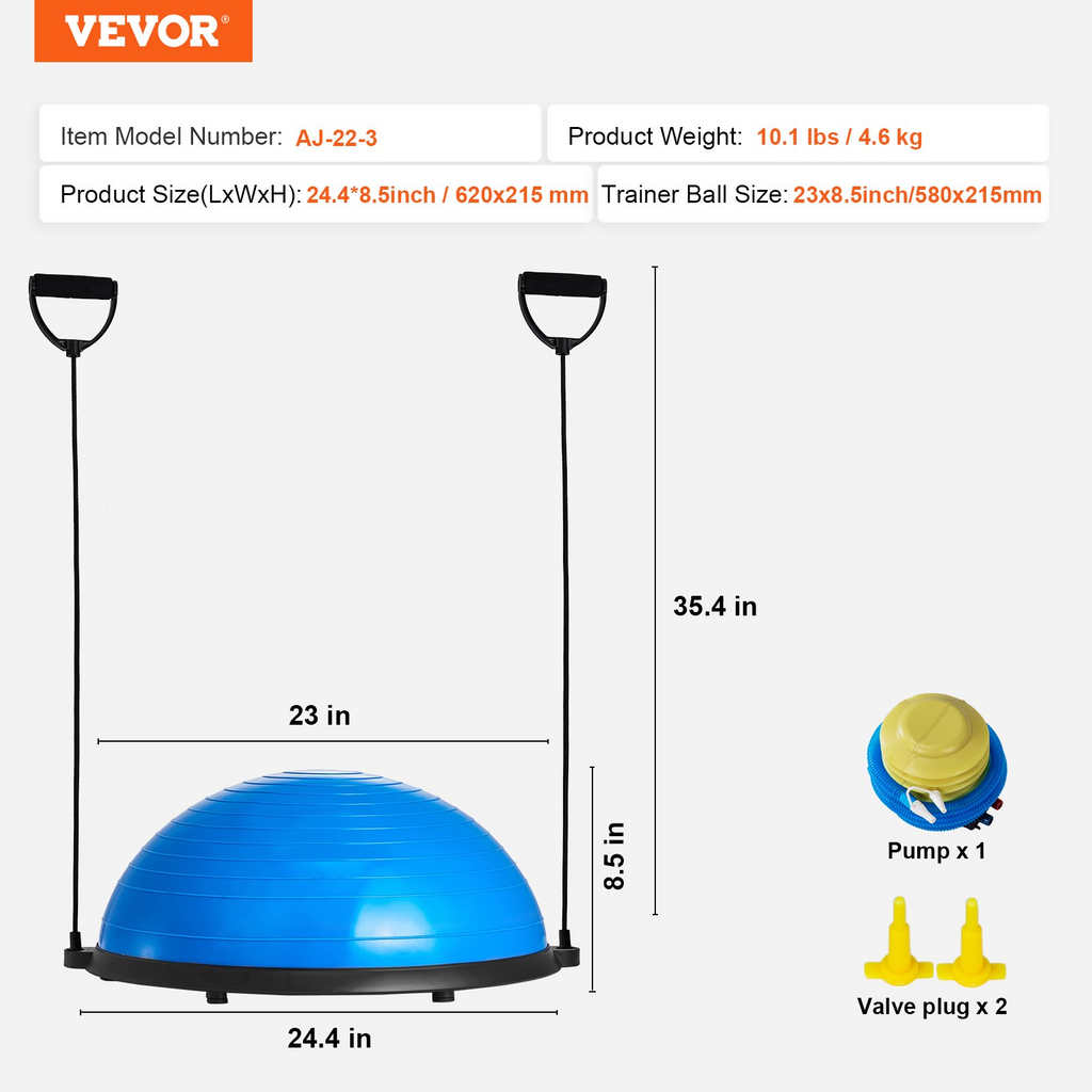 Pelota de ejercicio de 23 pulgadas, pelota de equilibrio, capacidad de 660 libras, pelota de estabilidad,