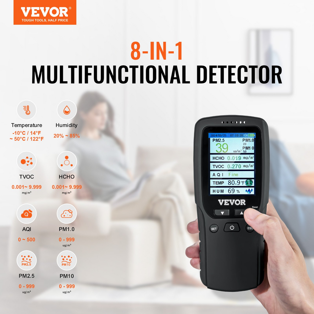 Monitor de calidad del aire VEVOR 8 en 1