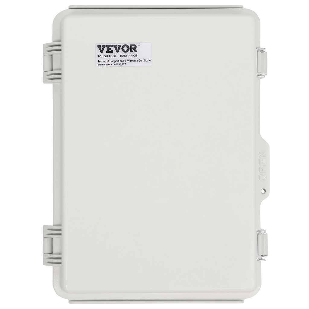 VEVOR Caja de conexiones eléctricas para exteriores, 16,93 x 12,99 x 7,09 pulgadas, caja de plástico  con tapa con bisagras y pestillo de acero inoxidable,