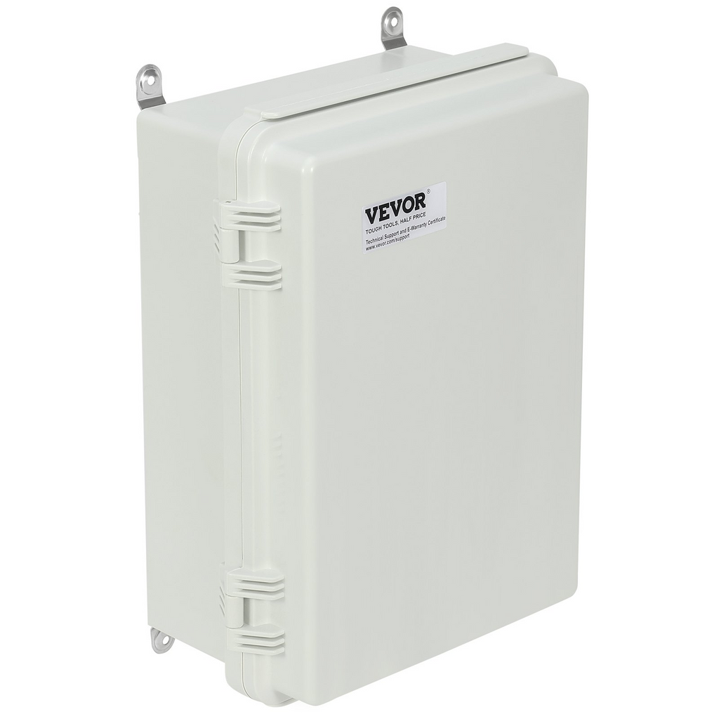 VEVOR Caja de conexiones eléctricas para exteriores, 16,93 x 12,99 x 7,09 pulgadas, caja de plástico  con tapa con bisagras y pestillo de acero inoxidable,