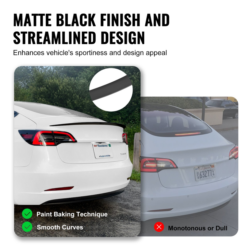 Alerón trasero para coche VEVOR GT Wing 48,2 pulgadas compatible con Tesla Model 3 material ABS de alta resistencia