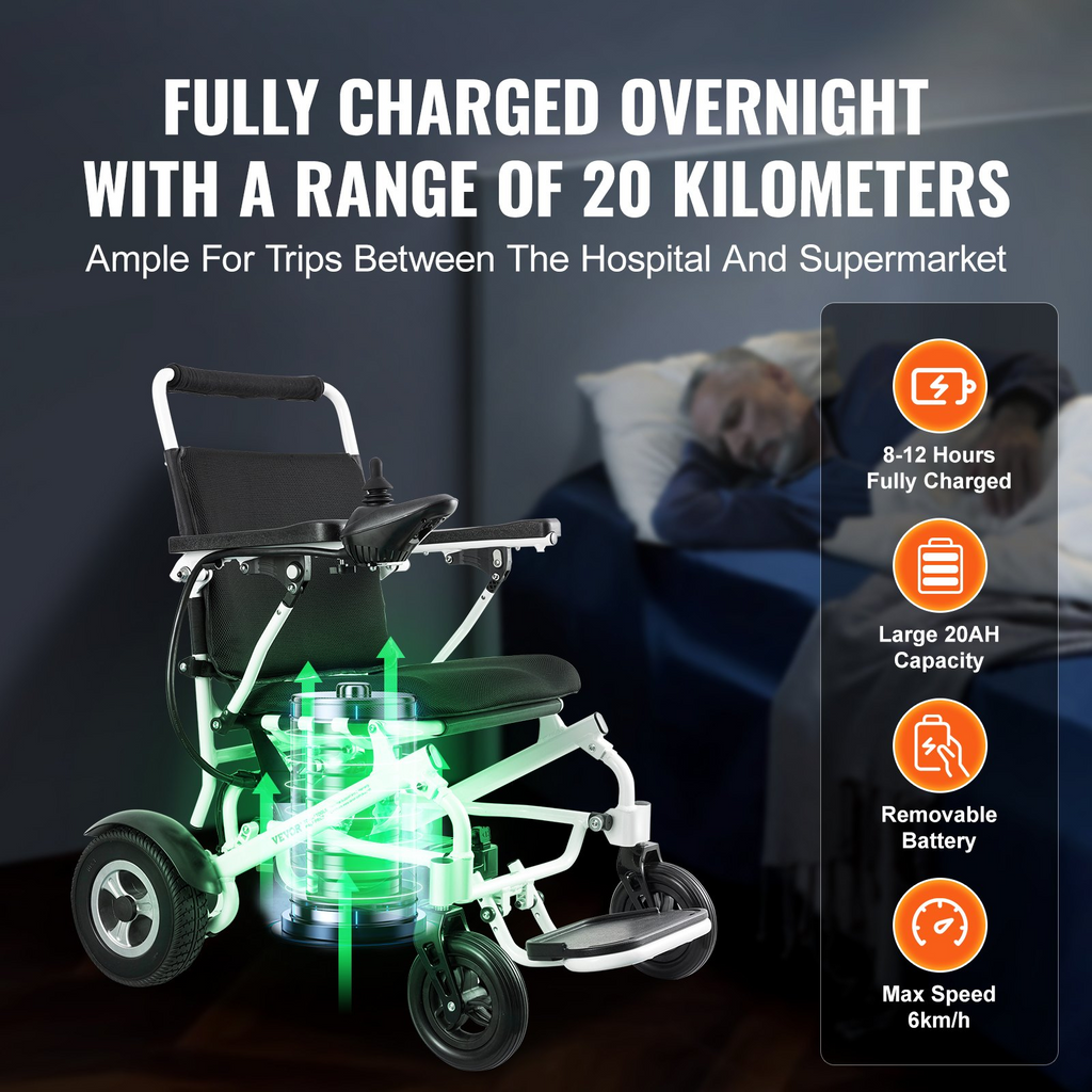 Silla de ruedas eléctrica VEVOR para adultos mayores capacidad de peso de 300 libras 20 pulgadas de ancho