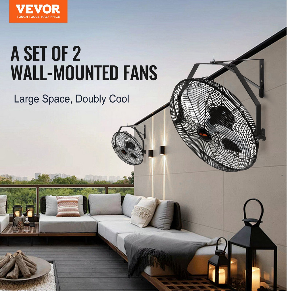 Ventilador de pared 2 pieza 18 pulgadas resistente al agua 3 velocidades 4000 CFM
