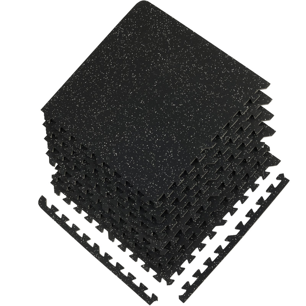 Juego de 6 alfombrillas para gimnasio de 1/2 pulgada de grosor 24 x 24 pulgadas con espuma EVA y parte superior de goma entrelazada