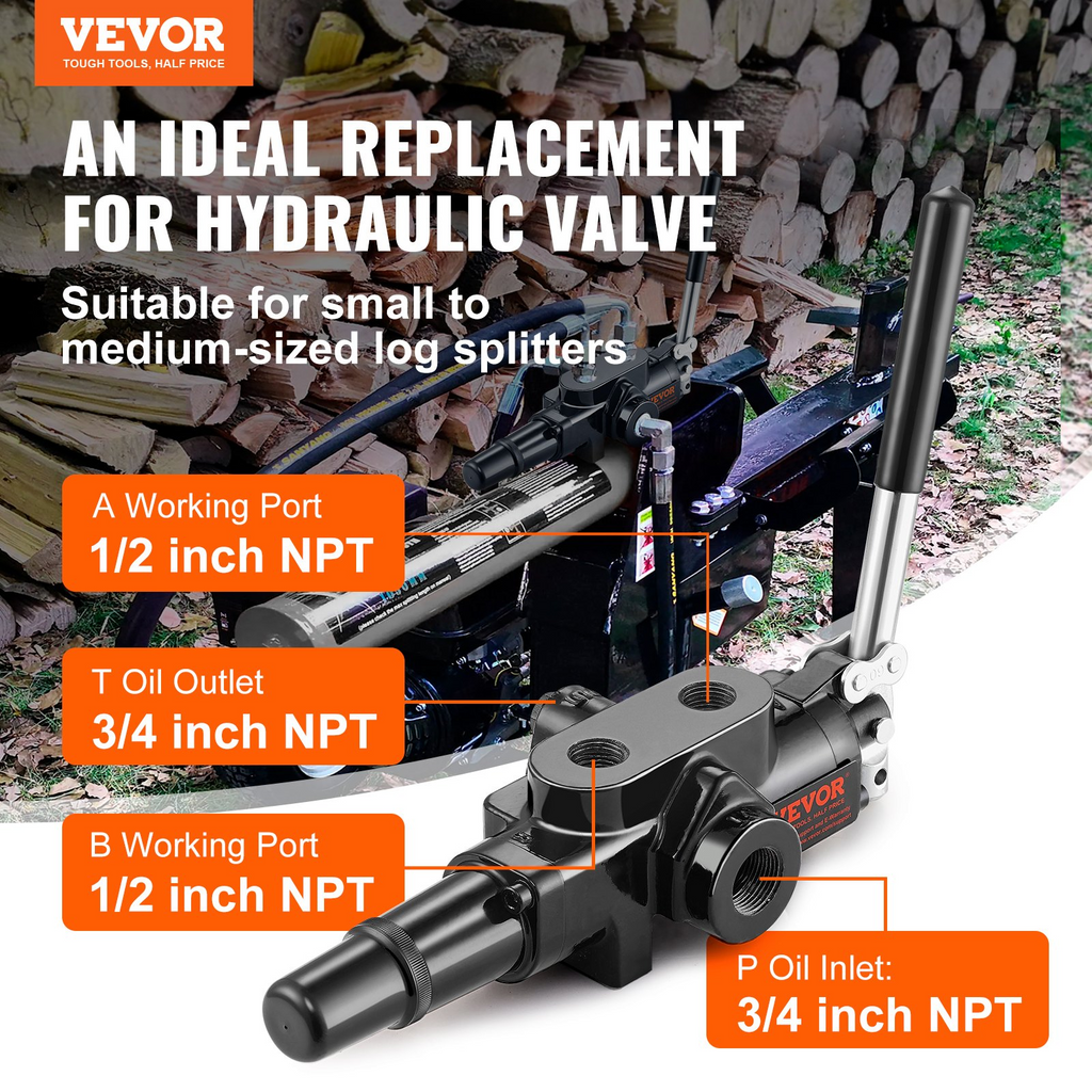 Válvula hidráulica VEVOR de 1 carrete 25 GPM 25 Mpa/3626 PSI