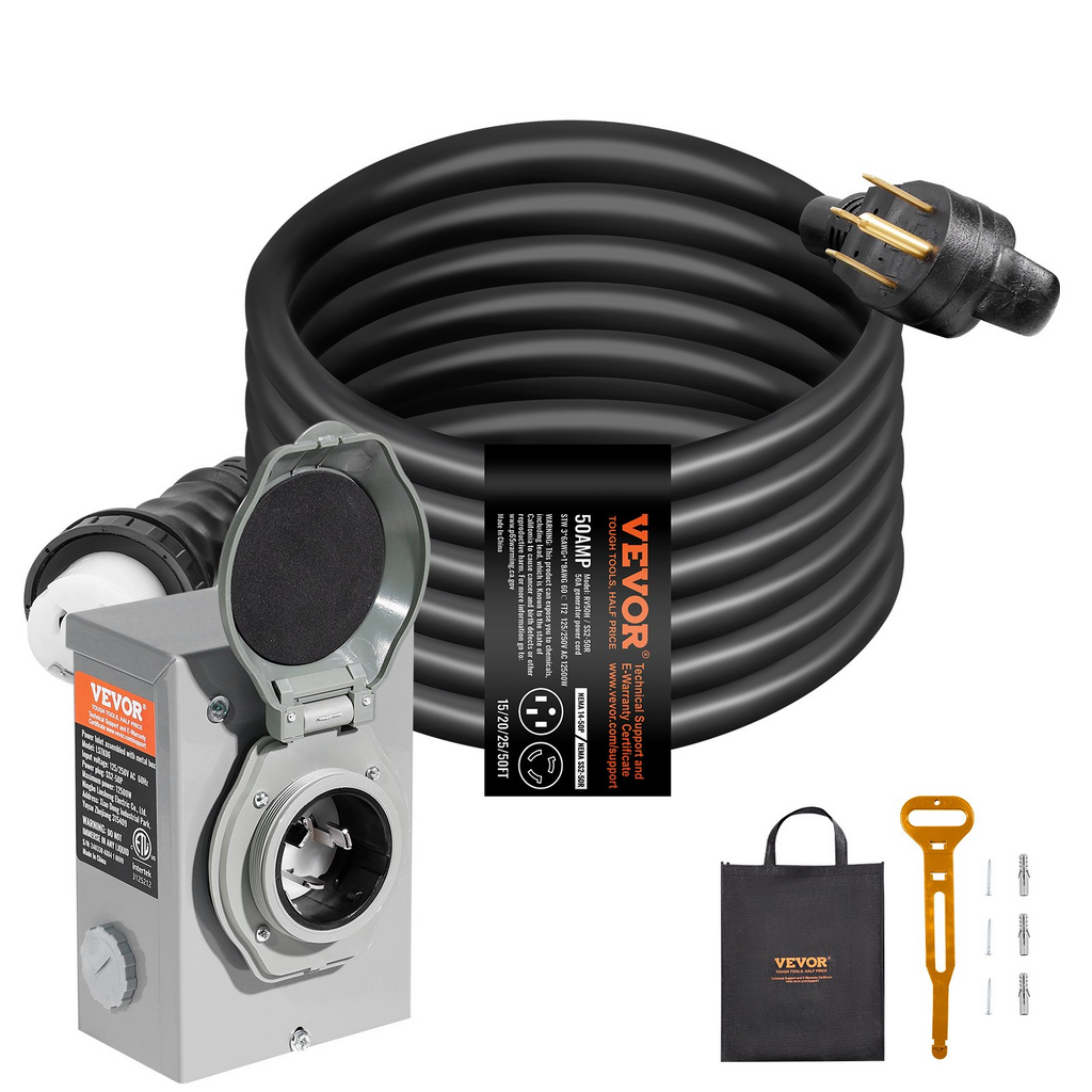 Kit de cable de generador y caja de entrada de energía VEVOR de 50 amperios 15 pies