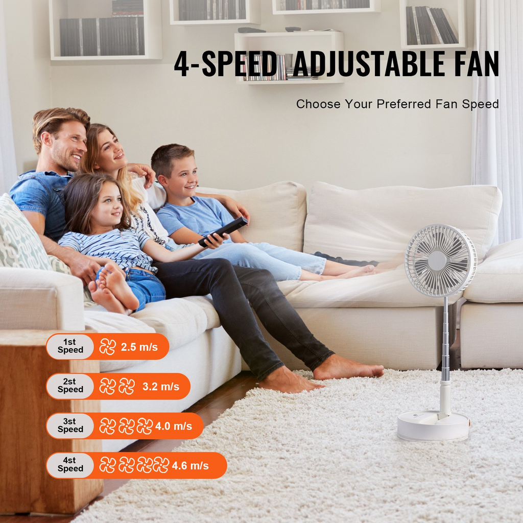 VEVOR Ventilador de pie oscilante plegable de 8 pulgadas con control remoto