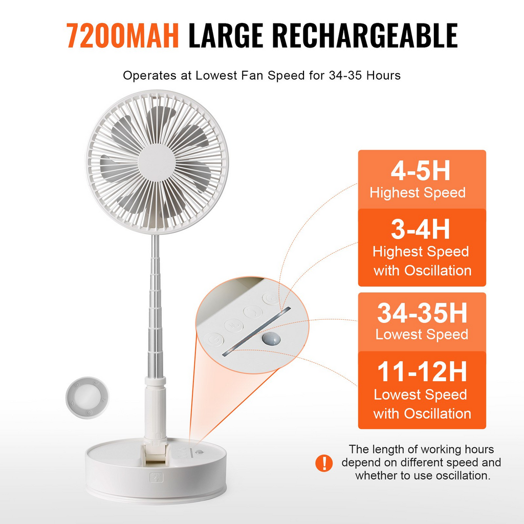 VEVOR Ventilador de pie oscilante plegable de 8 pulgadas con control remoto