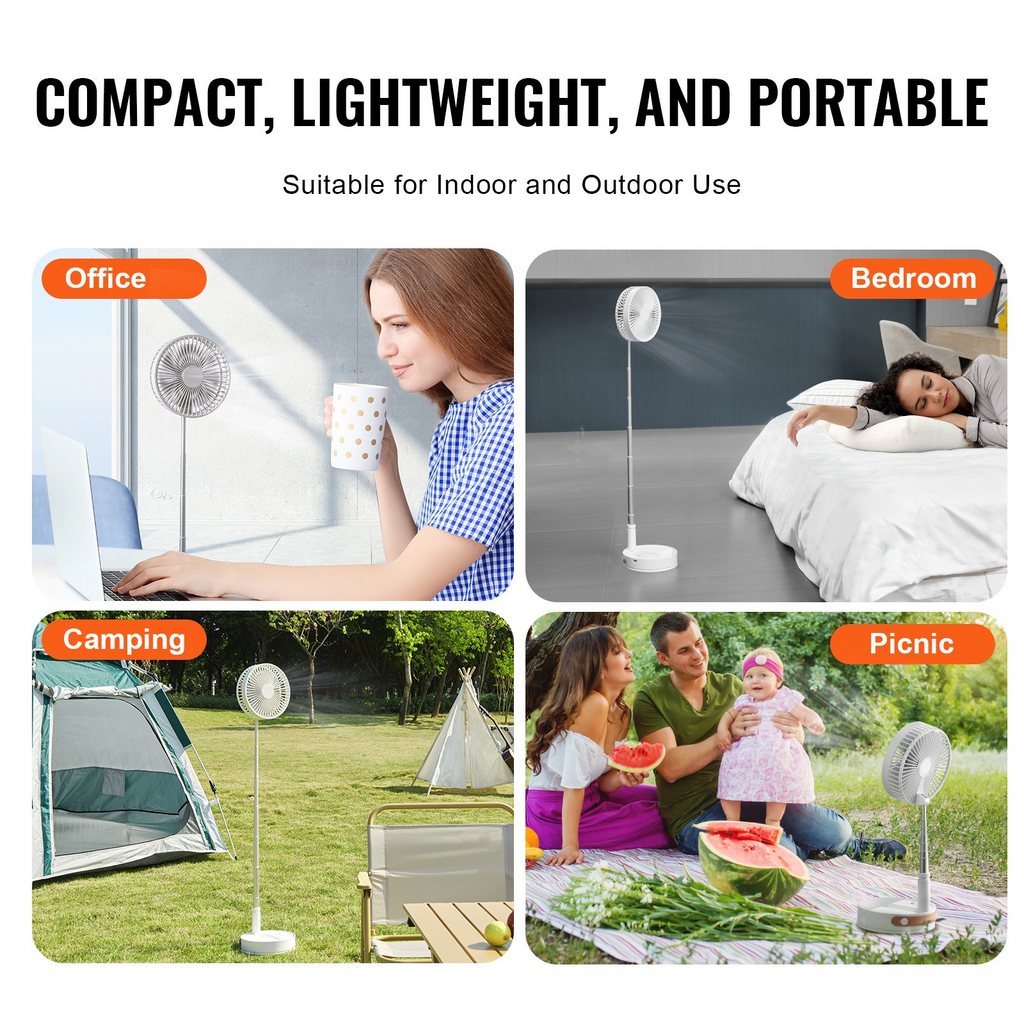 VEVOR Ventilador de pie oscilante plegable de 8 pulgadas con control remoto