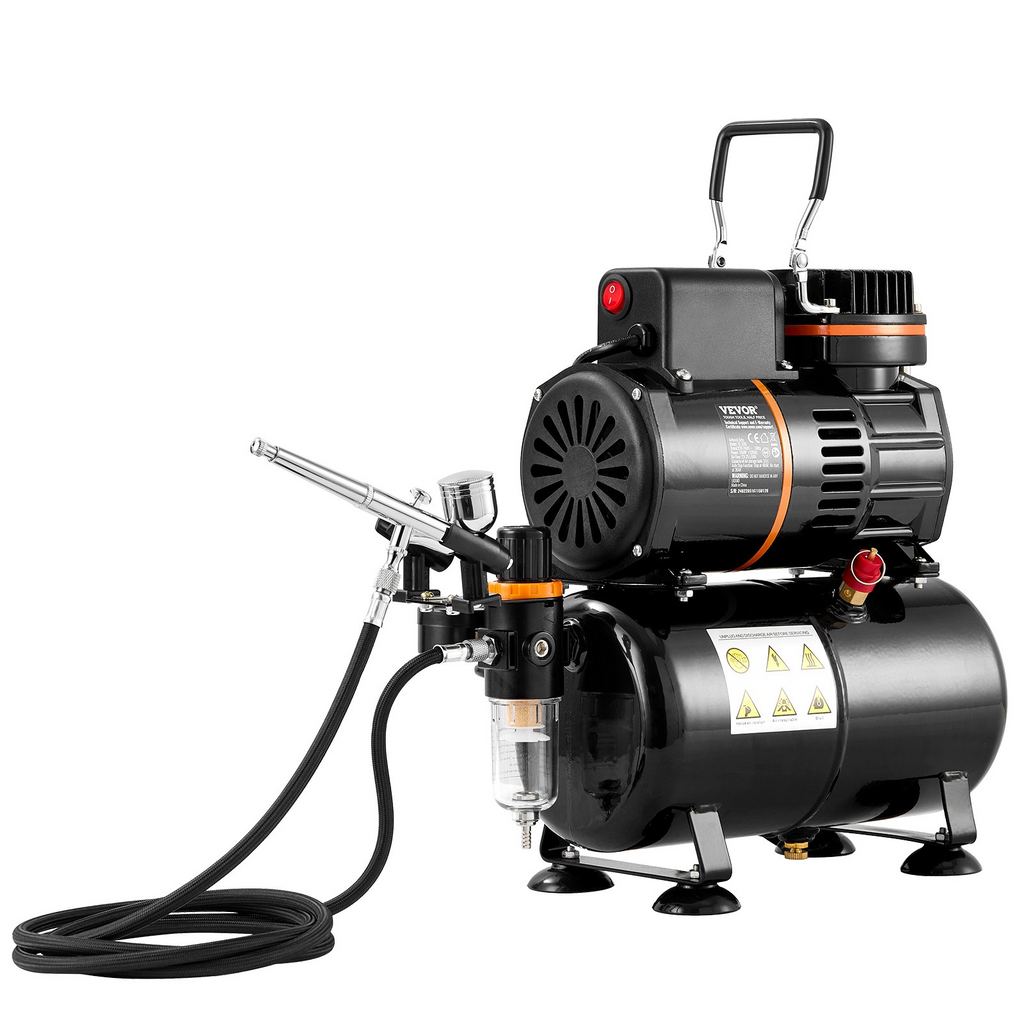 VEVOR kit de sistema de compresor de tanque de aire de doble ventilador con tanque de almacenamiento de aire de 3,5 l juego de aerógrafo con punta de 0,3 mm