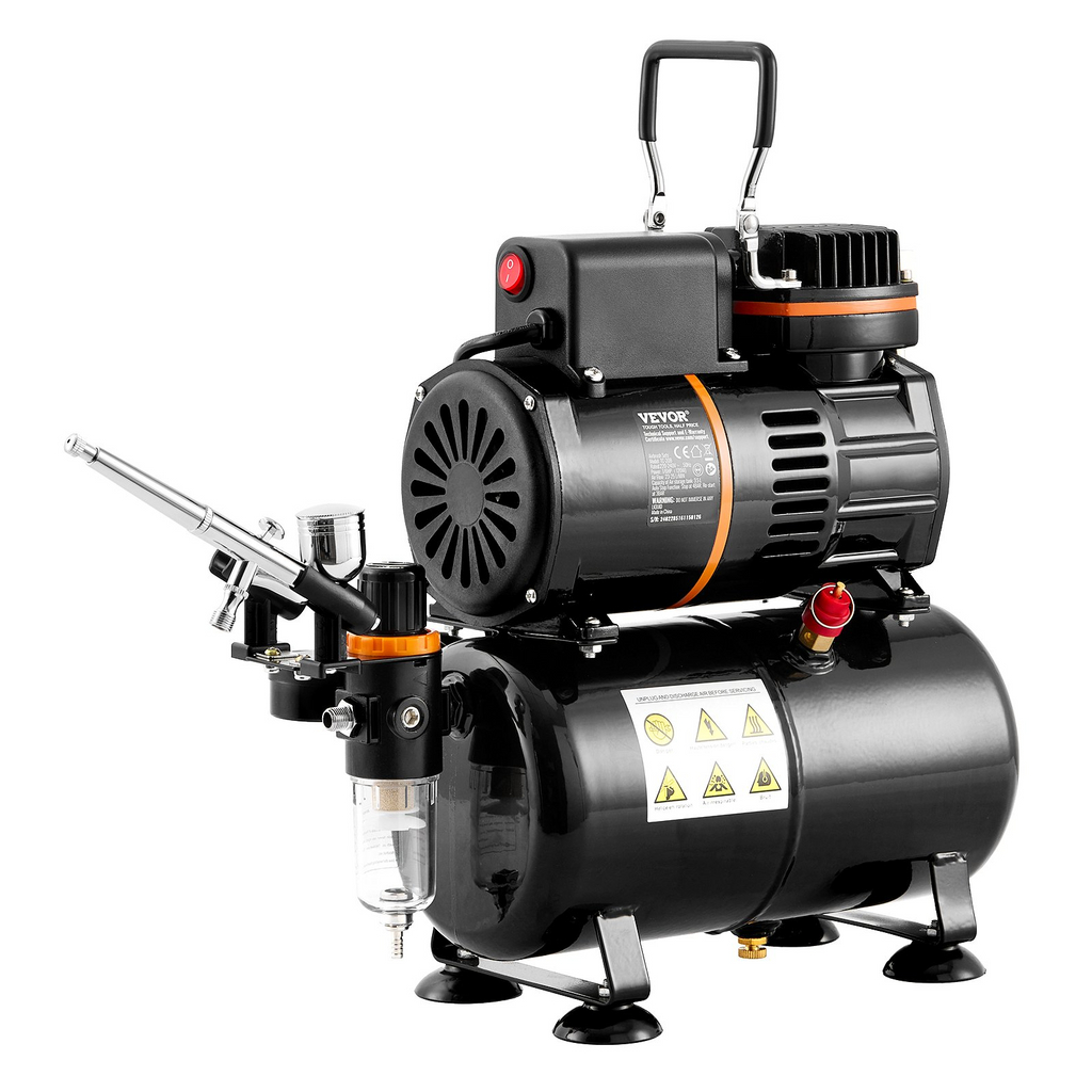 VEVOR kit de sistema de compresor de tanque de aire de doble ventilador con tanque de almacenamiento de aire de 3,5 l juego de aerógrafo con punta de 0,3 mm