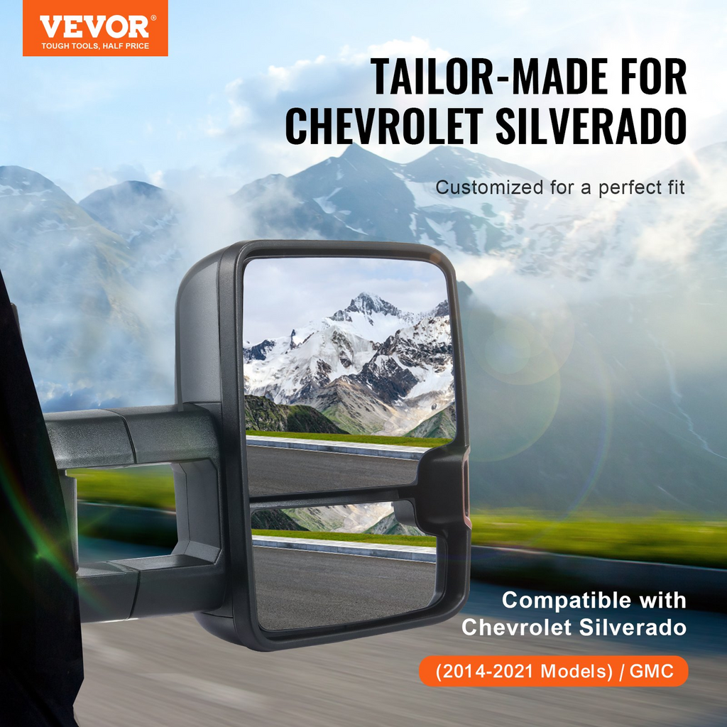 Espejos retrovisores VEVOR par izquierdo y derecho para Chevrolet Silverado (2014-2021)/GMC