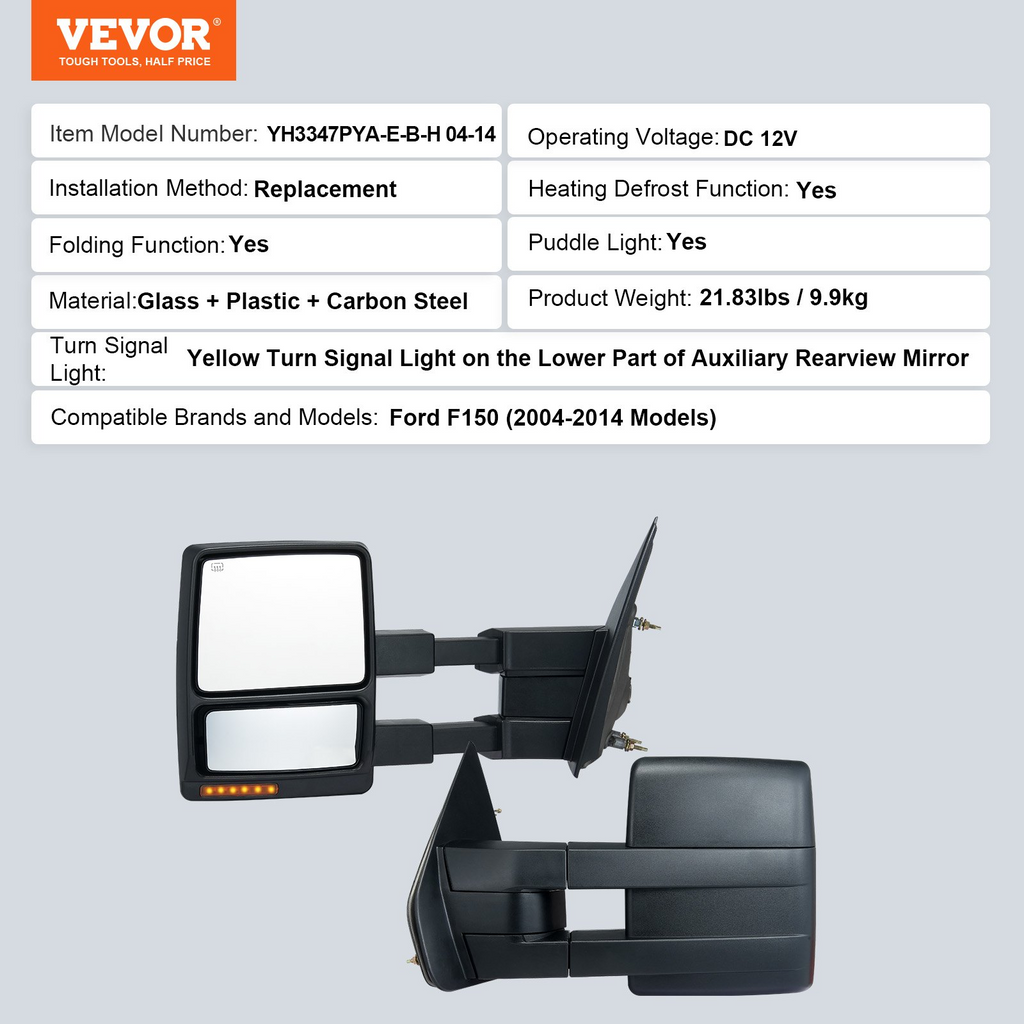 Espejos retrovisores VEVOR par izquierdo y derecho para Ford F150 2004-2014