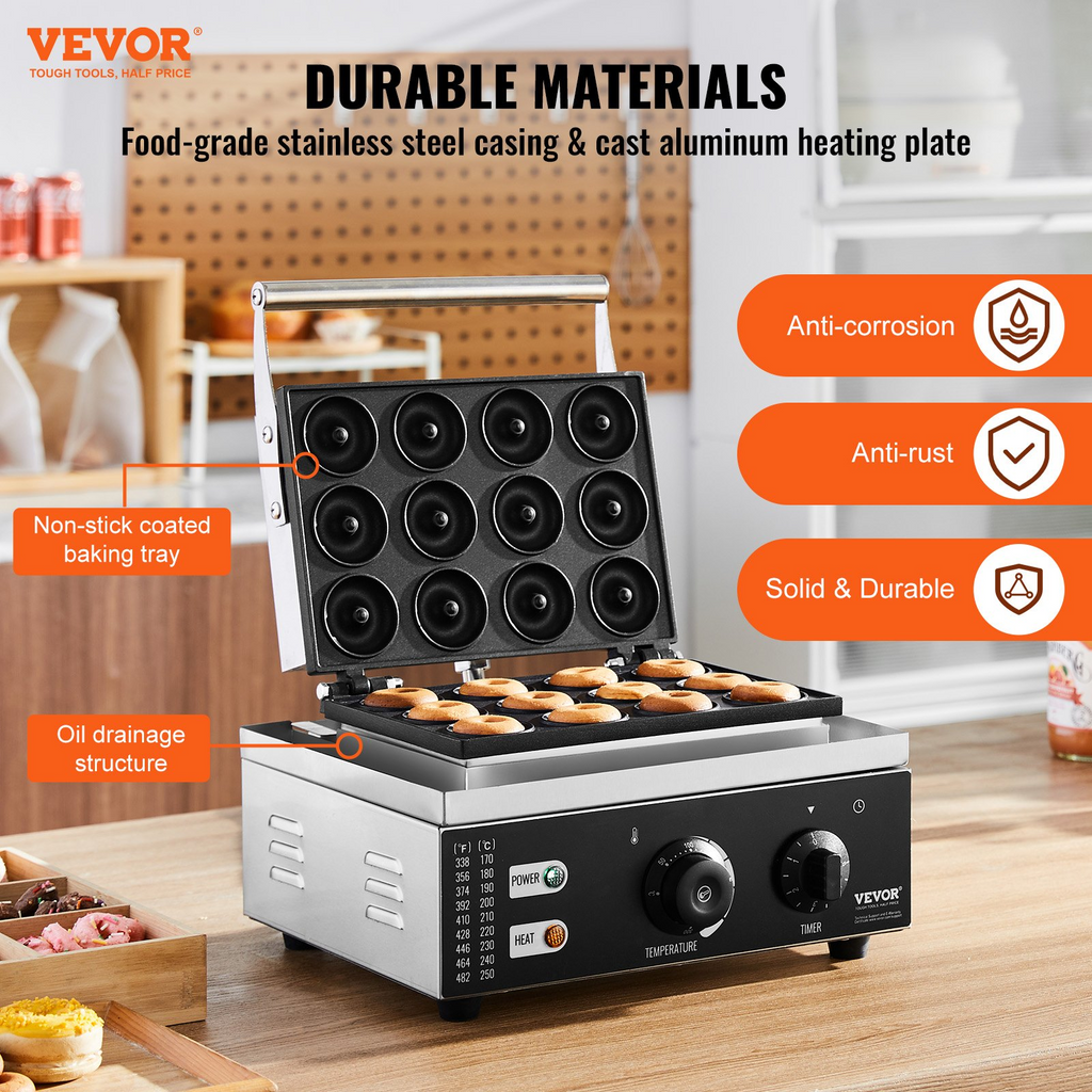 VEVOR Máquina eléctrica para hacer donas 1550 W