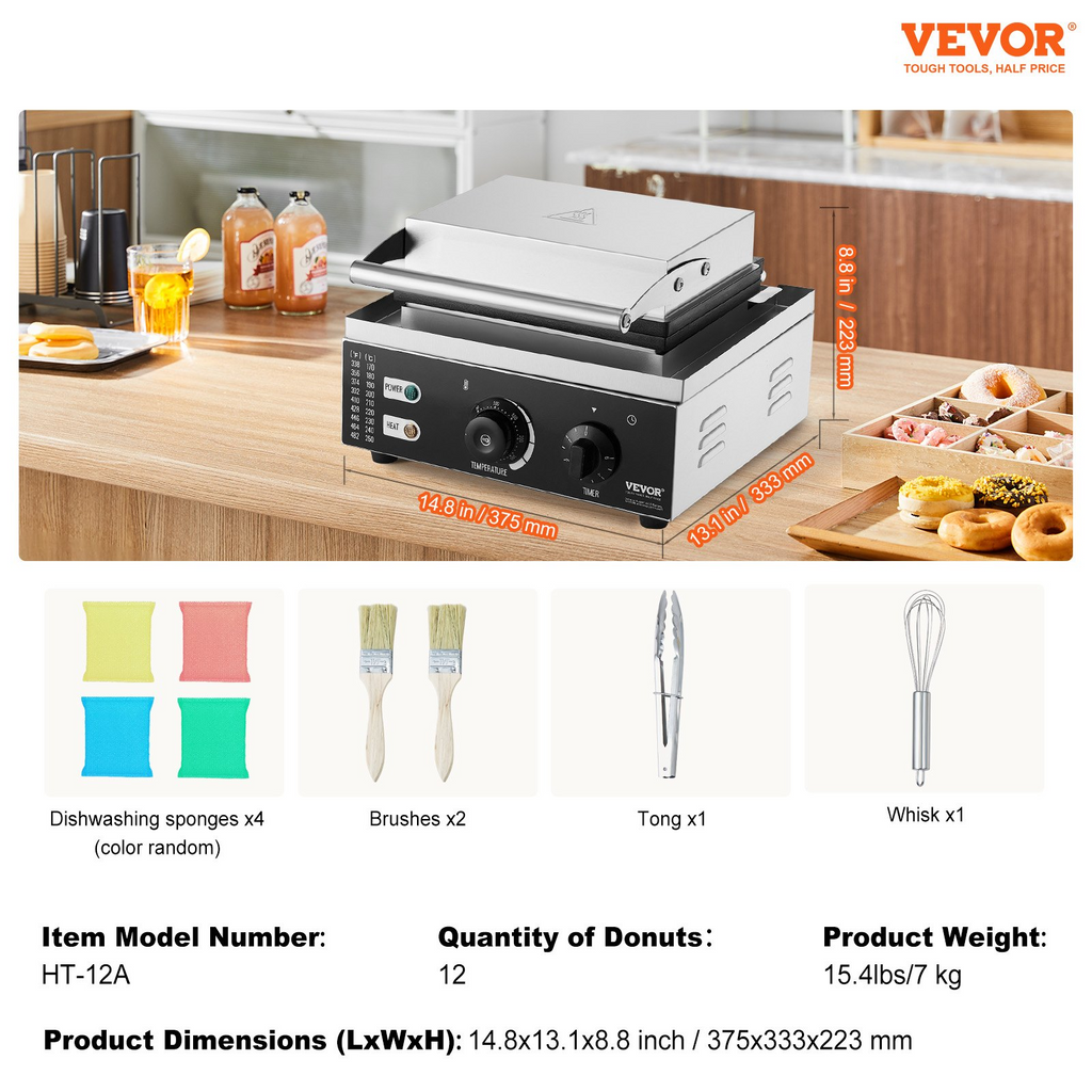 VEVOR Máquina eléctrica para hacer donas 1550 W