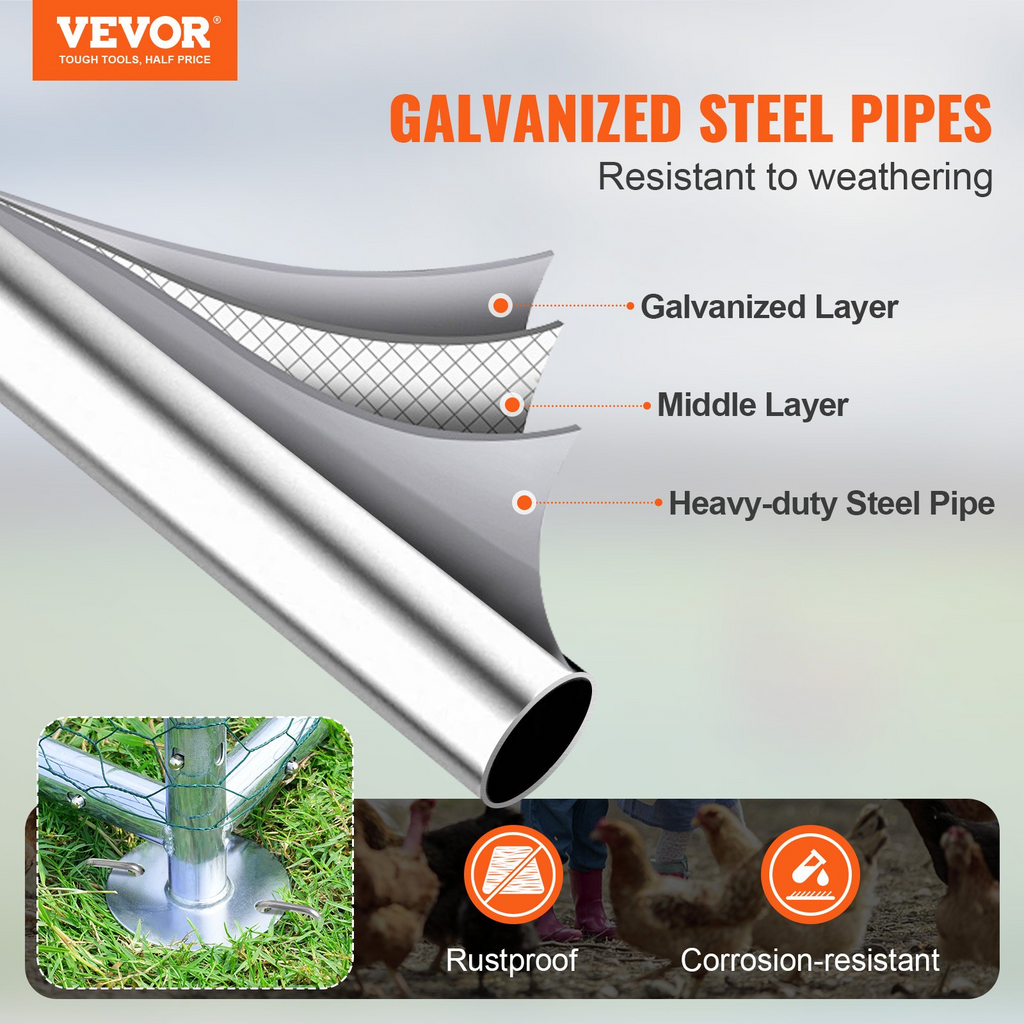 VEVOR Gallinero grande de metal, 9,8 x 12,9 x 6,5 pies