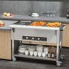 Calentador de alimentos comercial de 3 sartenes de 3 x 20,6 qt de 1500 W con 4 ruedas (2 bloqueables)