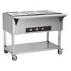 Calentador de alimentos comercial de 3 sartenes de 3 x 20,6 qt de 1500 W con 4 ruedas (2 bloqueables)