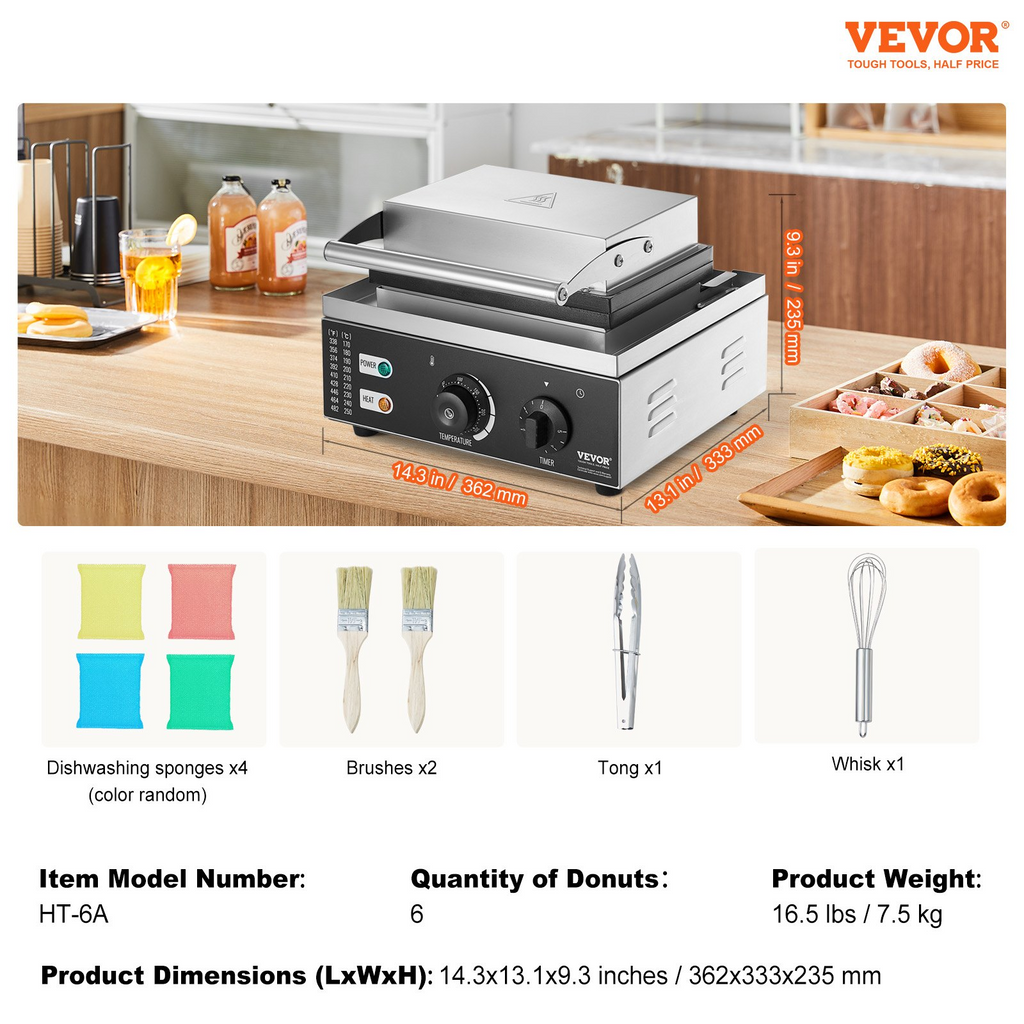 VEVOR Máquina eléctrica para hacer donas 1550 W