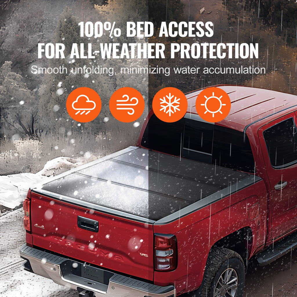 Funda para caja de camioneta plegable en tres partes compatible con Toyota Tacoma 2016-2023 de 5' (60,5")