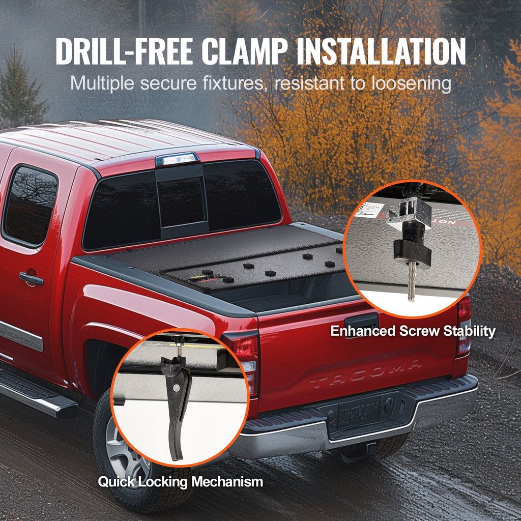 Funda para caja de camioneta plegable en tres partes compatible con Toyota Tacoma 2016-2023 de 5' (60,5")