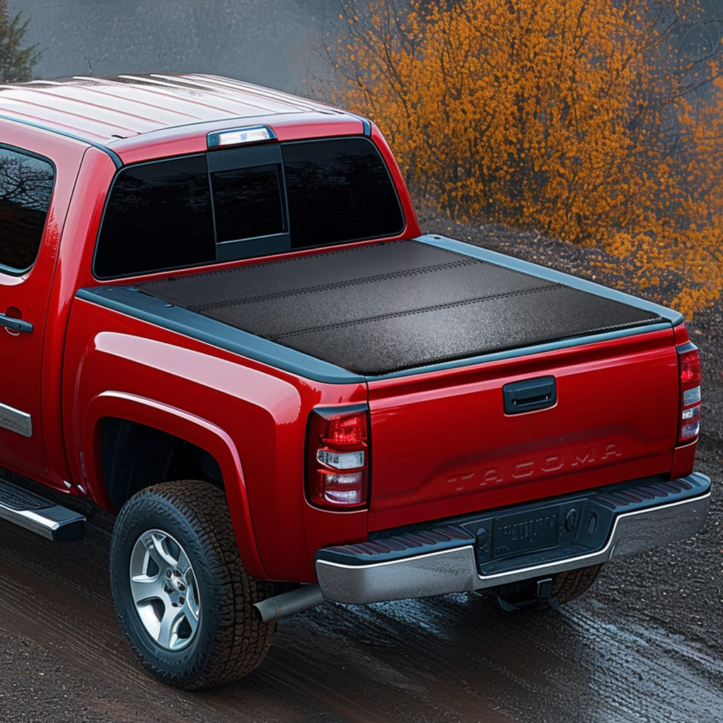 Funda para caja de camioneta plegable en tres partes compatible con Toyota Tacoma 2016-2023 de 5' (60,5")
