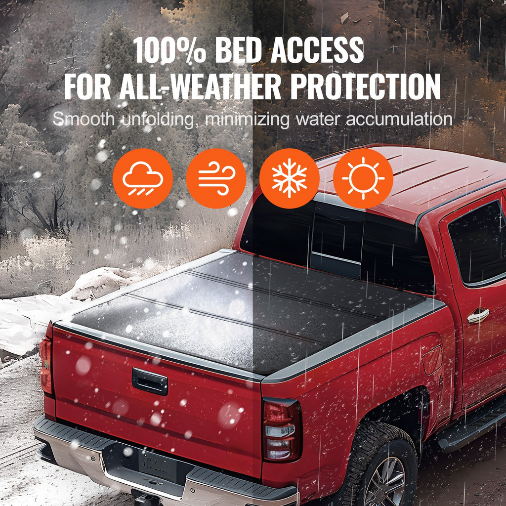 Funda de lona plegable de tres pliegues para caja de camioneta compatible con Chevy Silverado GMC Sierra 1500 2019-2024 (no compatible con Classic 19-24) caja de 5'8"