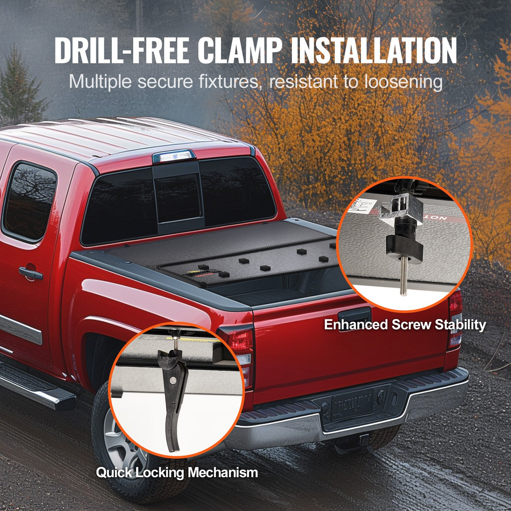 Funda de lona plegable de tres pliegues para caja de camioneta compatible con Chevy Silverado GMC Sierra 1500 2019-2024 (no compatible con Classic 19-24) caja de 5'8"