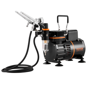 Kit de aerógrafo VEVOR con compresor doble 3 aerógrafos soporte rueda de mezcla de colores y cepillos de limpieza para arte de uñas galletas tatuajes maquillaje y pasteles