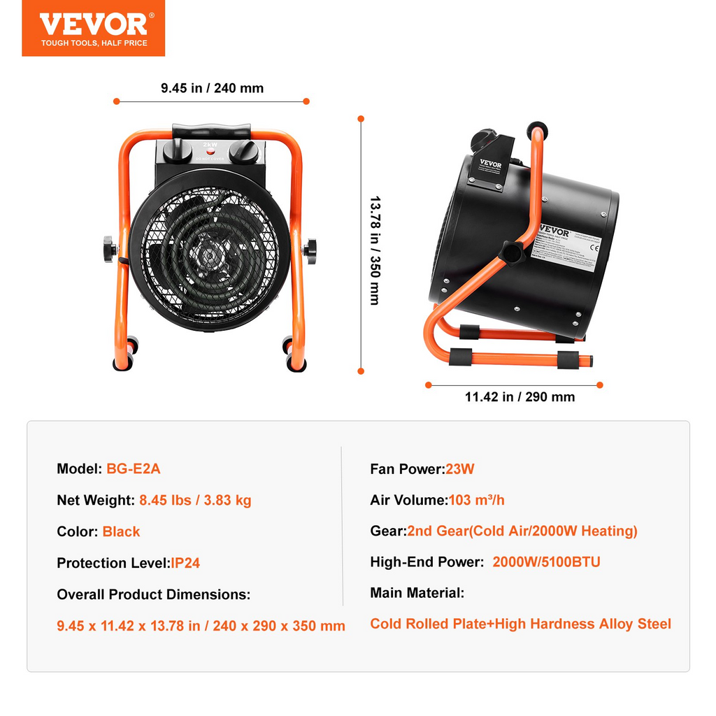 VEVOR Calentador de invernadero 1500 W