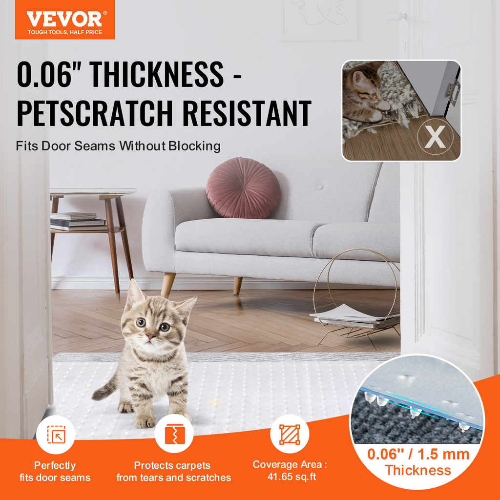 Protector de alfombra VEVOR para mascotas 15" x 4' de PVC