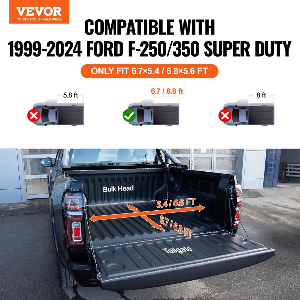 Funda para caja de camioneta plegable en tres partes compatible con Ford F-250 F-350