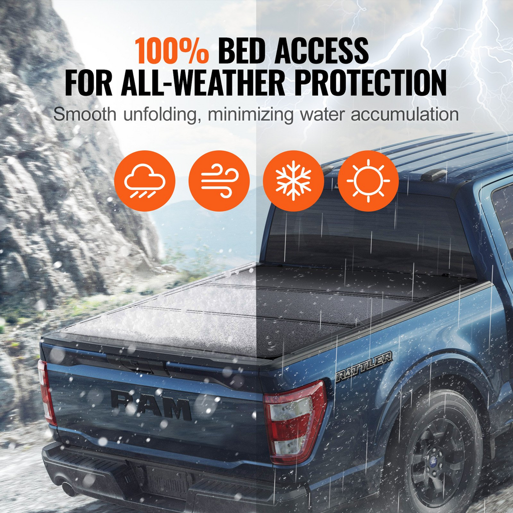 Funda para caja de camioneta plegable en tres partes compatible con Ford F-250 F-350