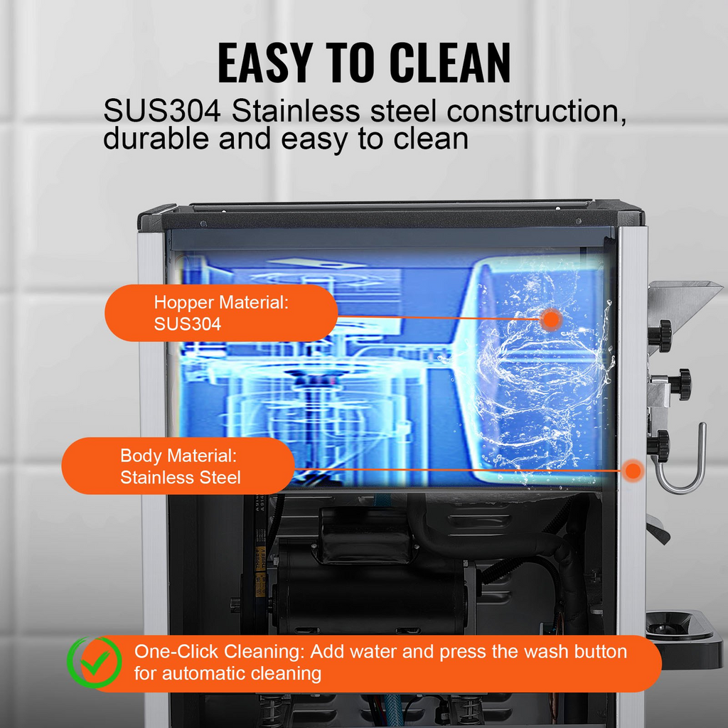 VEVOR Máquina para hacer helados comerciales rendimiento de 20-25 l/h de 2400 W cilindro de acero inoxidable de 8 l