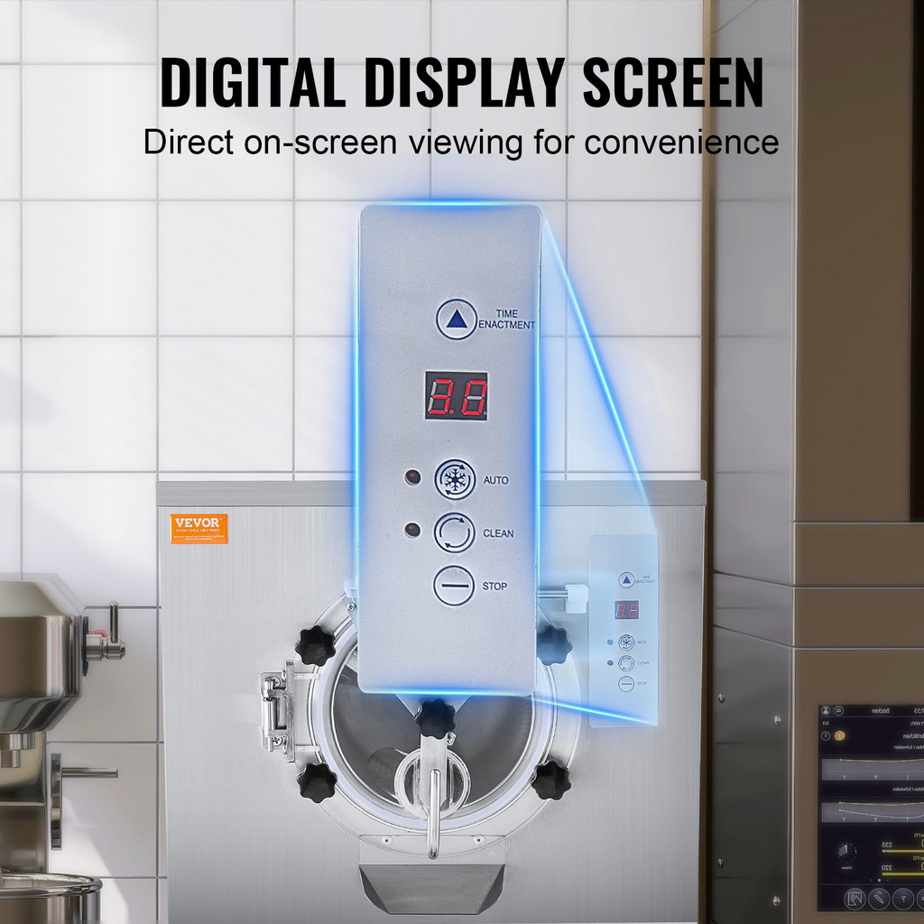VEVOR Máquina para hacer helados comerciales rendimiento de 20-25 l/h de 2400 W cilindro de acero inoxidable de 8 l
