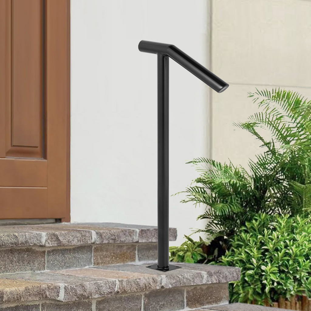 VEVOR Pasamanos de acero negro de un solo poste de 1 a 2 pulgadas con capacidad para 441 libras