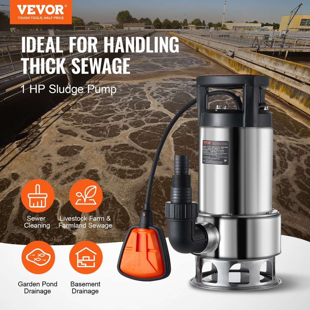 Bomba de sumidero VEVOR de 1 HP 4020 GPH