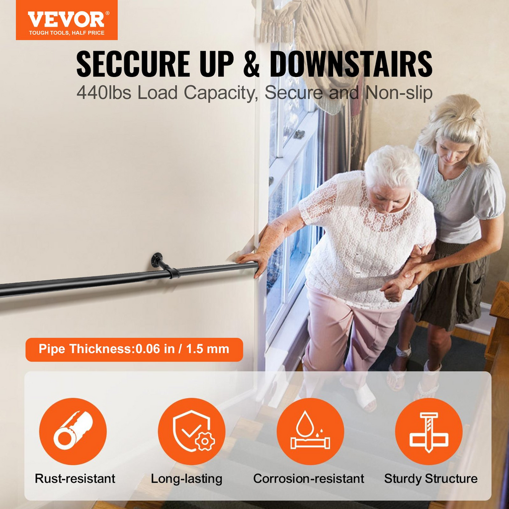 Pasamanos de escalera de tubo VEVOR de 5 pies con capacidad de carga de 440 libras